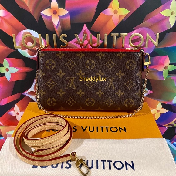 🍎🍎🍎Authentic Louis Vuitton Pallas Clutch Crossbody Bag in Monogram - Picture 4 of 17